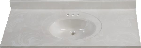 Wolf Home Products Cloud White 61 in x 22 in Single Bowl Recessed Oval Vanity with 4 in Faucet Drillings