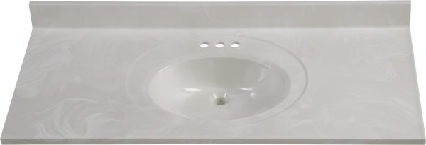Wolf Home Products Cloud White 31 in x 19 in Single Bowl Recessed Oval Vanity with 4 in Faucet Drillings