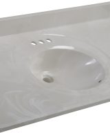 Wolf Home Products Cloud White 61 in x 22 in Single Bowl Recessed Oval Vanity with 4 in Faucet Drillings