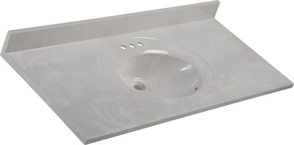 Wolf Home Products Cloud White 61 in x 22 in Single Bowl Recessed Oval Vanity with 4 in Faucet Drillings