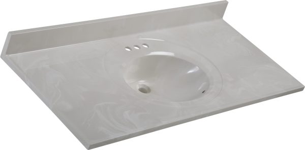 Wolf Home Products Cloud White 31 in x 19 in Single Bowl Recessed Oval Vanity with 4 in Faucet Drillings