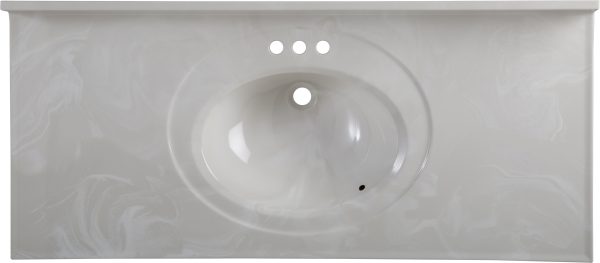 Wolf Home Products Cloud White 61 in x 22 in Single Bowl Recessed Oval Vanity with 4 in Faucet Drillings