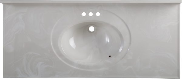 Wolf Home Products Cloud White 31 in x 19 in Single Bowl Recessed Oval Vanity with 4 in Faucet Drillings