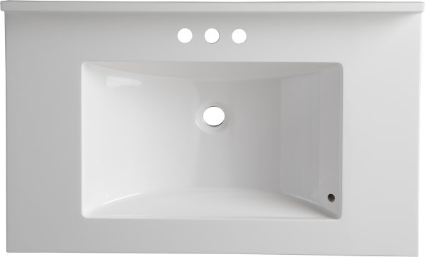 Wolf Home Products Cotton White 25 in x 22 in Single Bowl Recessed Rectangular Vanity with 4 in Faucet Drillings