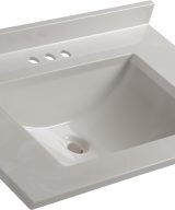 Wolf Home Products Cloud White 25 in x 22 in Single Bowl Recessed Rectangular Vanity with 4 in Faucet Drillings