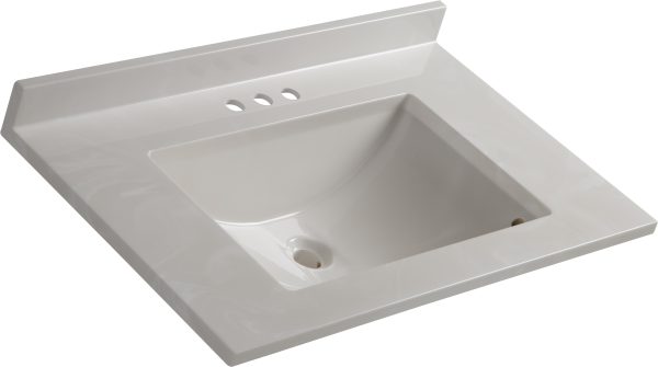 Wolf Home Products Cloud White 25 in x 22 in Single Bowl Recessed Rectangular Vanity with 4 in Faucet Drillings