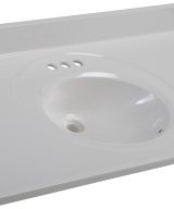 Wolf Home Products Cotton White 73 in x 22 in Double Bowl Recessed Oval Vanity with 4 in Faucet Drillings