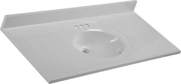 Wolf Home Products Cotton White 73 in x 22 in Double Bowl Recessed Oval Vanity with 4 in Faucet Drillings