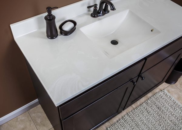 Wolf Home Products Cloud White 25 in x 22 in Single Bowl Recessed Rectangular Vanity with 4 in Faucet Drillings