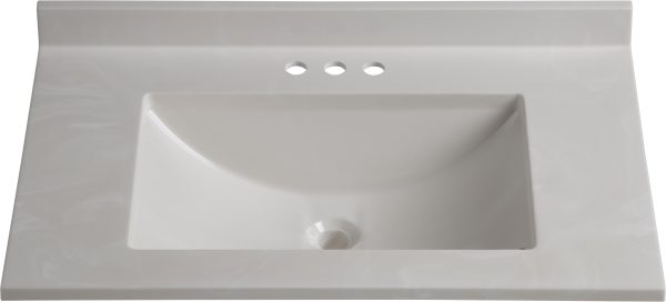 Wolf Home Products Cloud White 25 in x 22 in Single Bowl Recessed Rectangular Vanity with 4 in Faucet Drillings