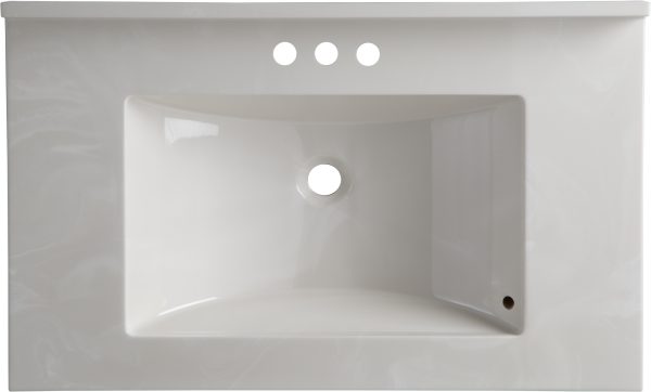 Wolf Home Products Cloud White 25 in x 22 in Single Bowl Recessed Rectangular Vanity with 4 in Faucet Drillings