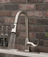 MSI - 1 Handle Pull-Down Sprayer Kitchen Faucet - 803 Brushed Nickel Single Hole or Three Hole