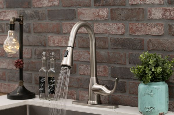 MSI - 1 Handle Pull-Down Sprayer Kitchen Faucet - 803 Brushed Nickel Single Hole or Three Hole