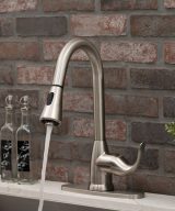 MSI - 1 Handle Pull-Down Sprayer Kitchen Faucet - 803 Brushed Nickel Single Hole or Three Hole