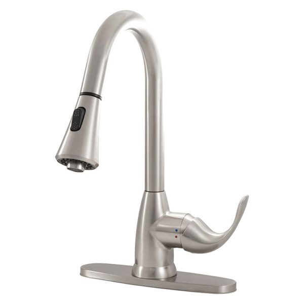 MSI - 1 Handle Pull-Down Sprayer Kitchen Faucet - 803 Brushed Nickel Single Hole or Three Hole
