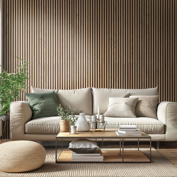 MSI Acoustic Wood Slat - Natural Acoustic Wood Slat Panels 9.5 in x 94.5 in