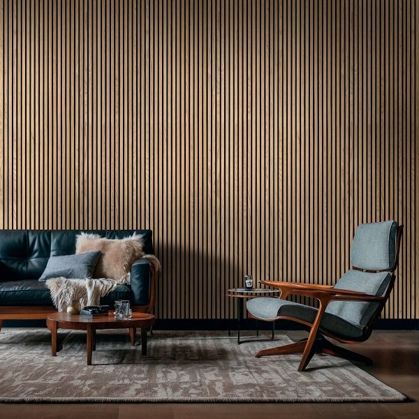 MSI Acoustic Wood Slat - Natural Acoustic Wood Slat Panels 9.5 in x 94.5 in
