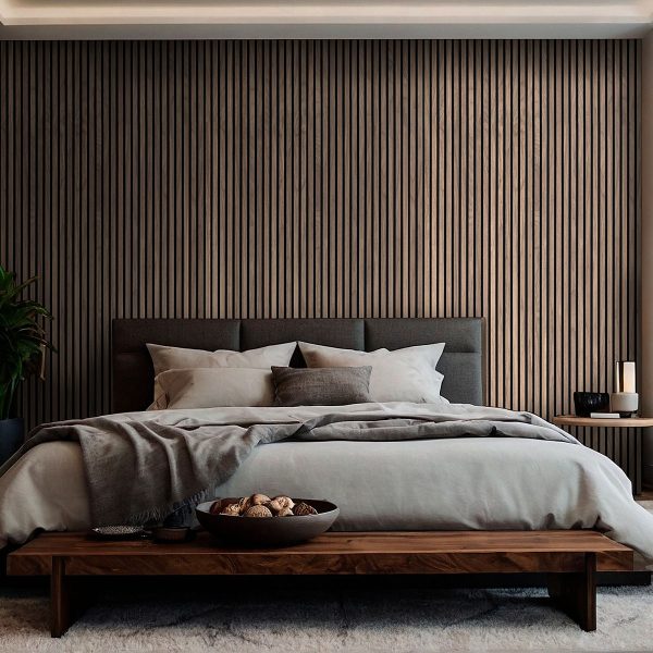 MSI Acoustic Wood Slat - Tawny Acoustic Wood Slat Panels 9.5 in x 94.5 in