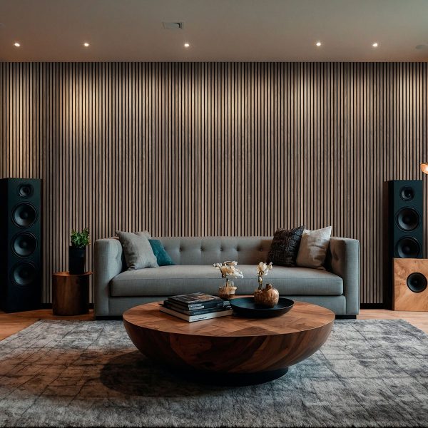MSI Acoustic Wood Slat - Tawny Acoustic Wood Slat Panels 9.5 in x 94.5 in