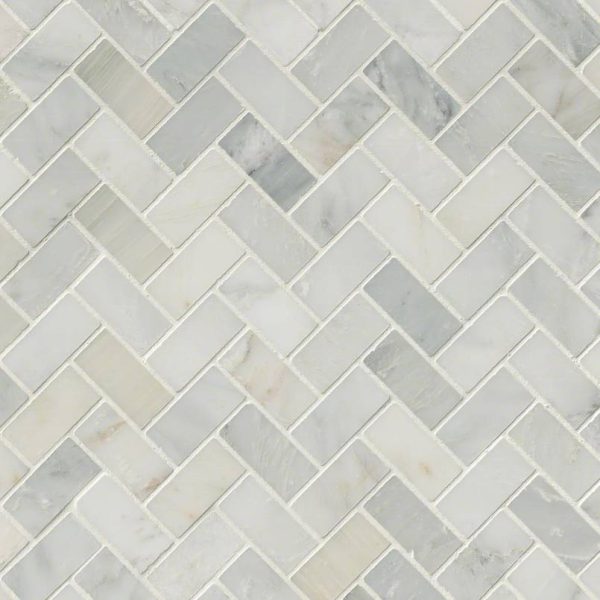 MSI Arabescato Carrara Herringbone Pattern Honed in a Mesh