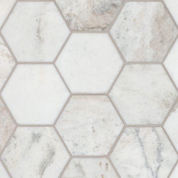 MSI Arabescato Venato White 5" Hexagon Honed