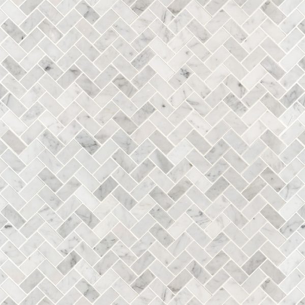 MSI Carrara White 1x2 Herringbone Honed