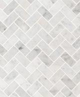 MSI Carrara White 1x2 Herringbone Honed