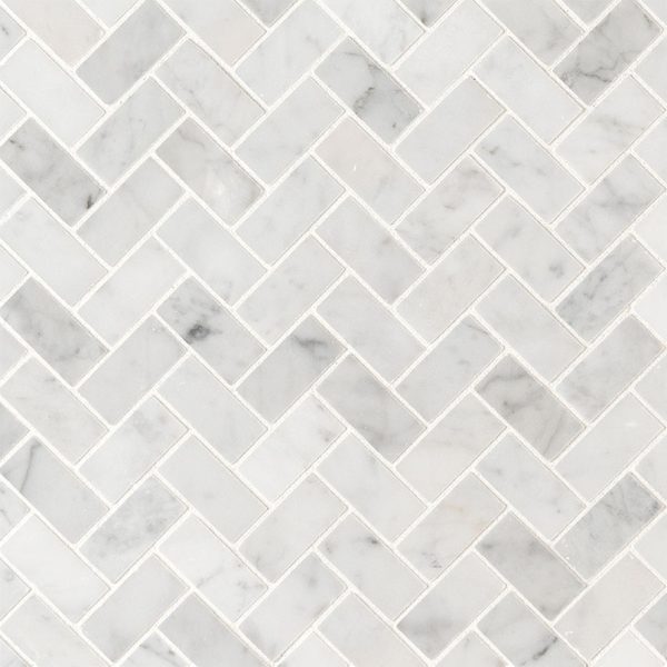 MSI Carrara White 1x2 Herringbone Honed