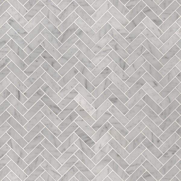 MSI Carrara White 1x3 Herringbone Polished