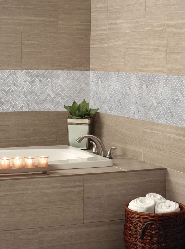 MSI Carrara White 1x3 Herringbone Polished