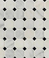 MSI Greecian White 2" Octagon with Black 5/8x5/8 Polished in 12x12 Mesh