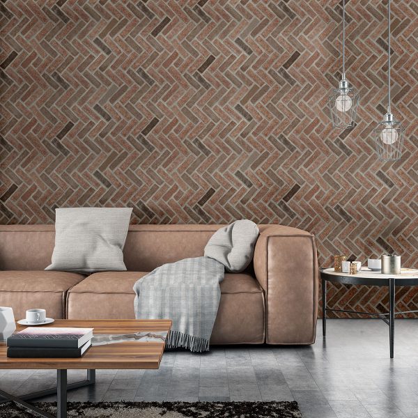 MSI BrickStaks® Noble Red Clay Brick Herringbone