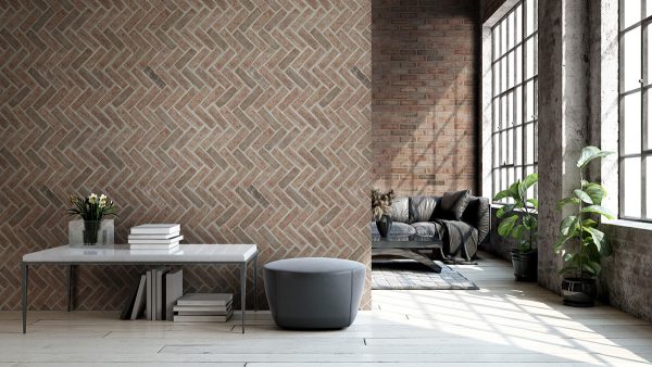 MSI BrickStaks® Noble Red Clay Brick Herringbone