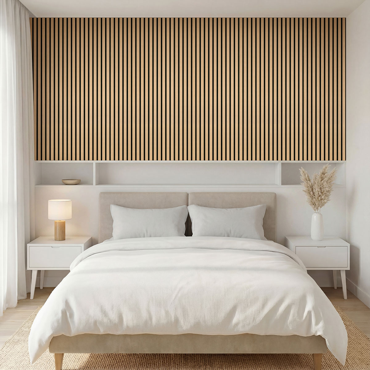 MSI Standard Slat Panels - Almond Acoustic Wood Slat 24 in x 48 in