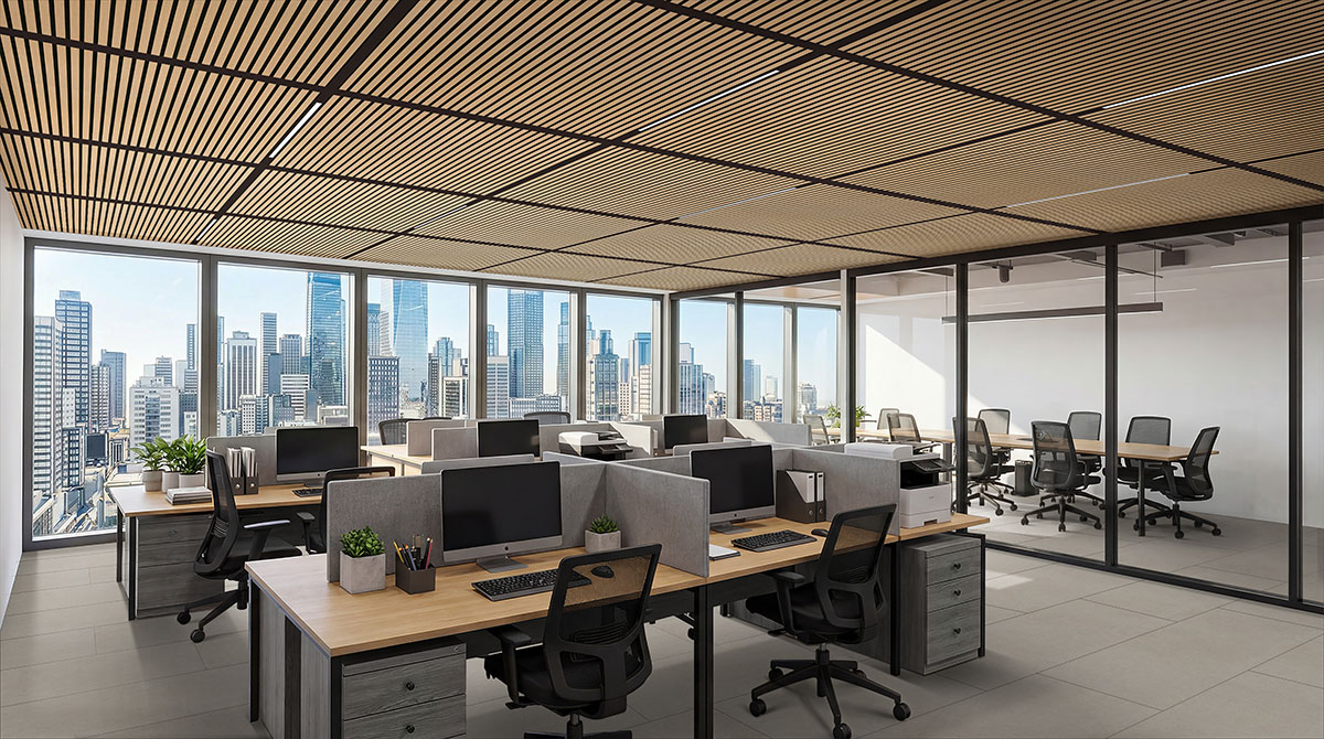 MSI Standard Slat Panels - Almond Acoustic Wood Slat 24 in x 48 in