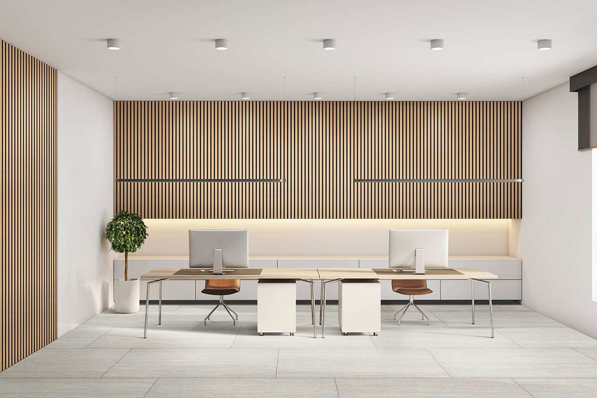 MSI Standard Slat Panels - Almond Acoustic Wood Slat 24 in x 48 in