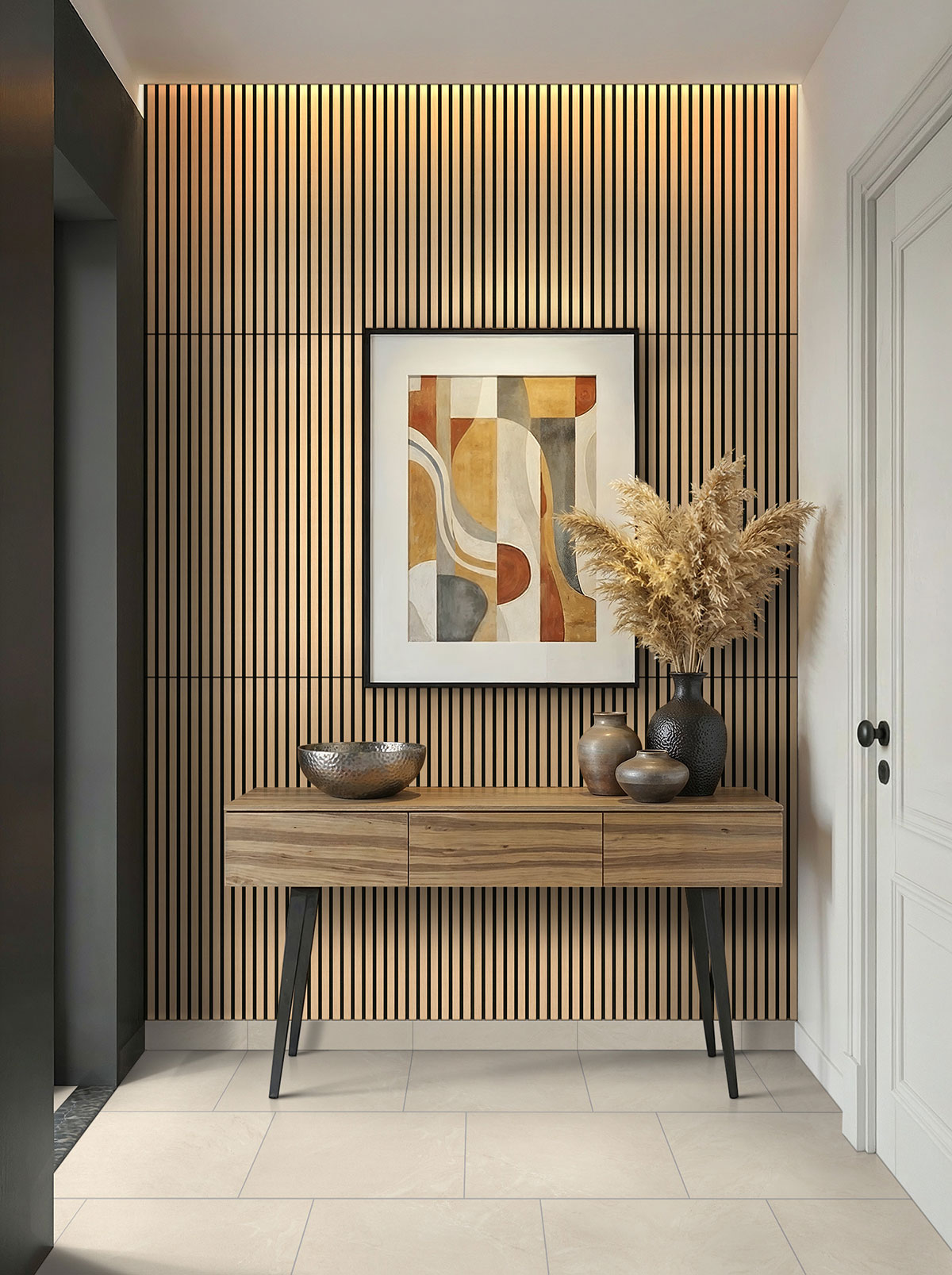 MSI Standard Slat Panels - Almond Acoustic Wood Slat 24 in x 48 in