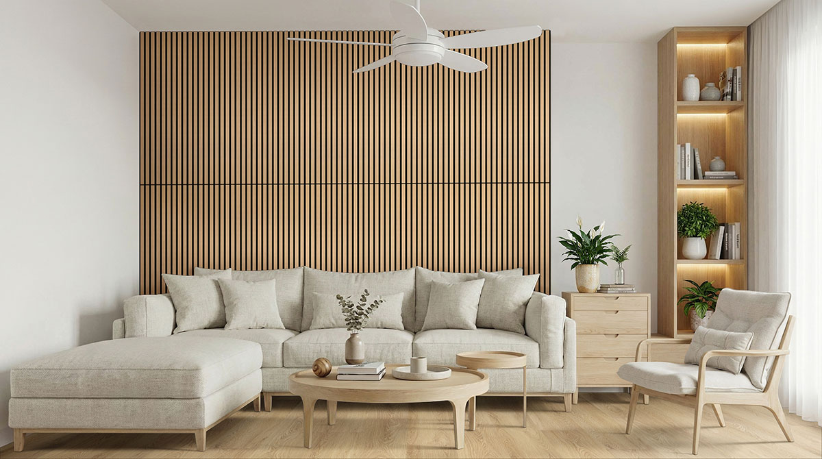MSI Standard Slat Panels - Almond Acoustic Wood Slat 24 in x 48 in