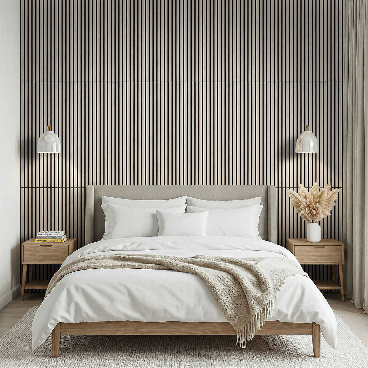 MSI Standard Slat Panels - Fog Acoustic Wood Slat 24 in x 48 in
