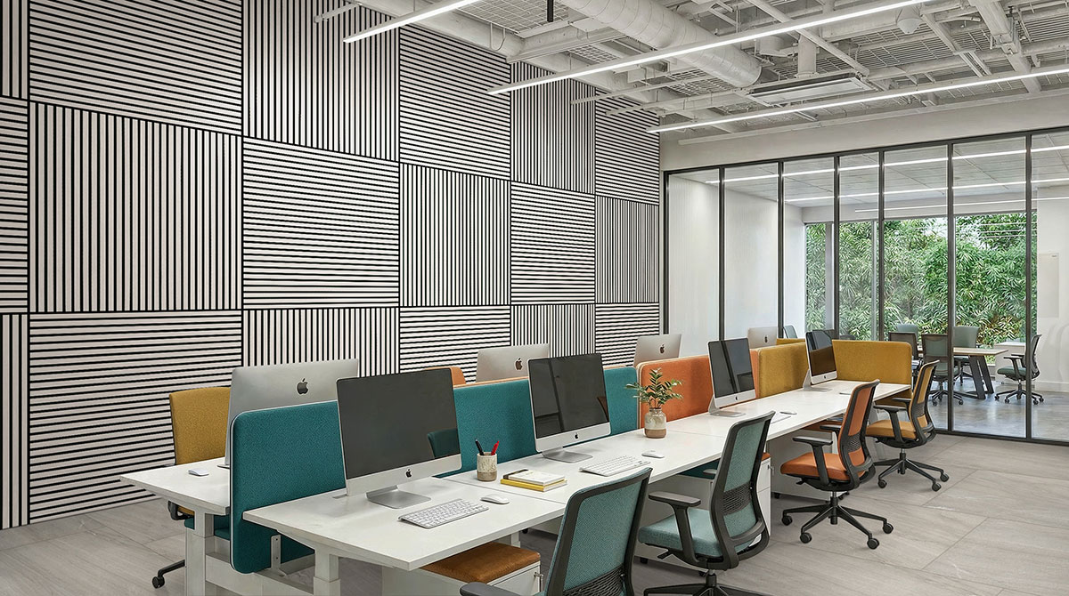 MSI Standard Slat Panels - Fog Acoustic Wood Slat 24 in x 48 in