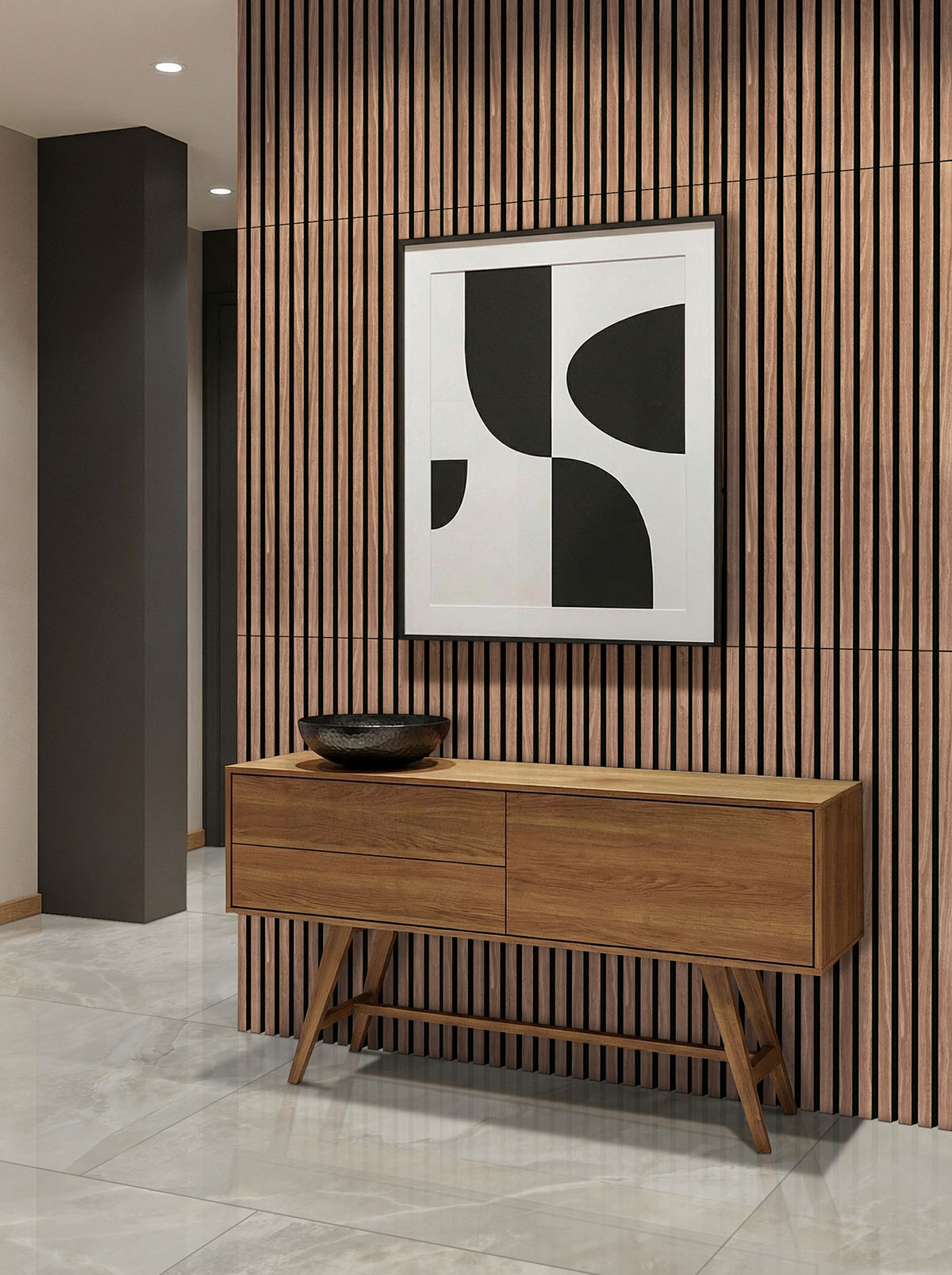 MSI Standard Slat Panels - Sable Acoustic Wood Slat 24 in x 48 in