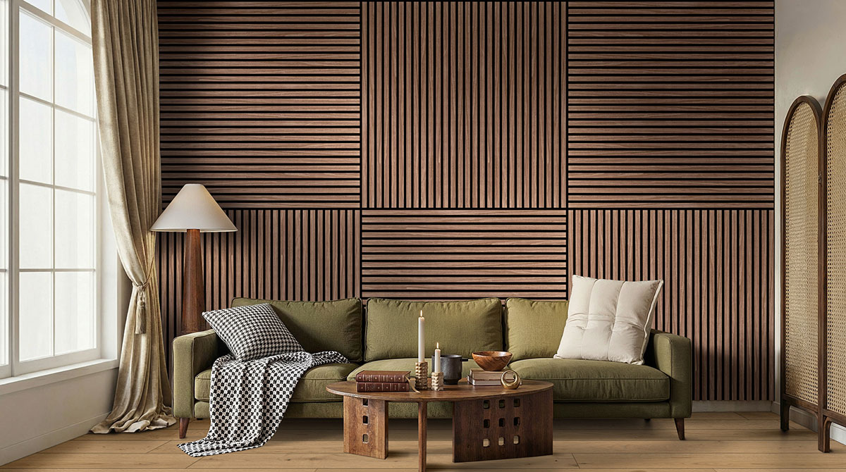 MSI Standard Slat Panels - Sable Acoustic Wood Slat 24 in x 48 in