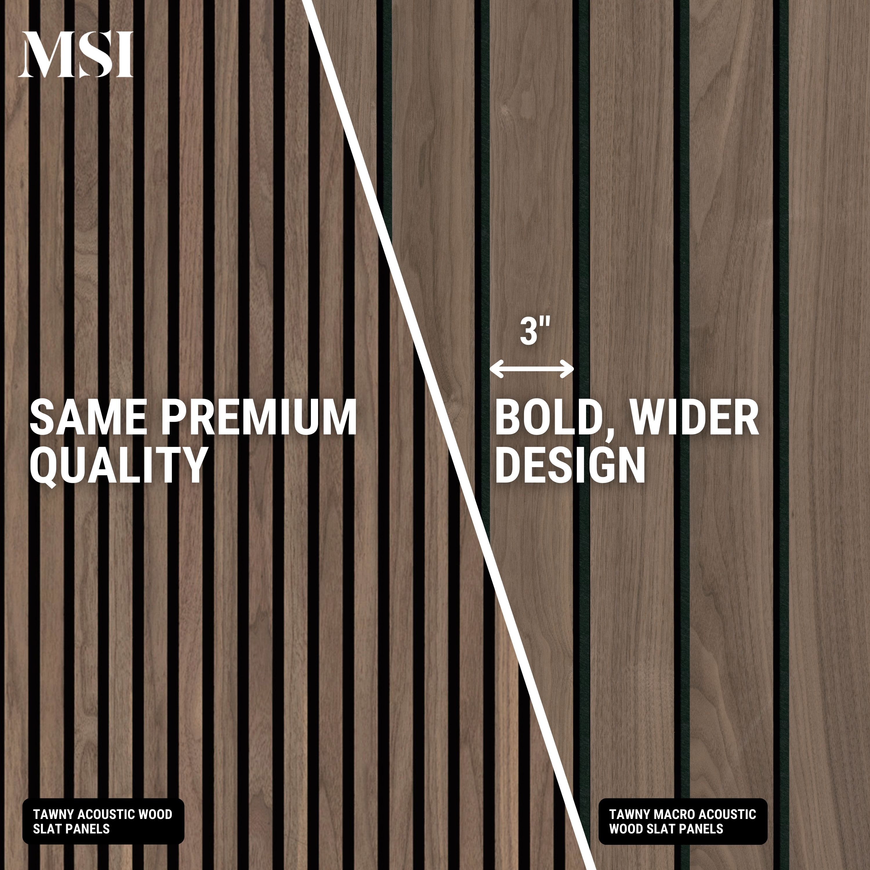 MSI Macro & Reeded Slat Panels - Natural Macro Acoustic Wood Slat Panels 10.63 in x 94.5 in