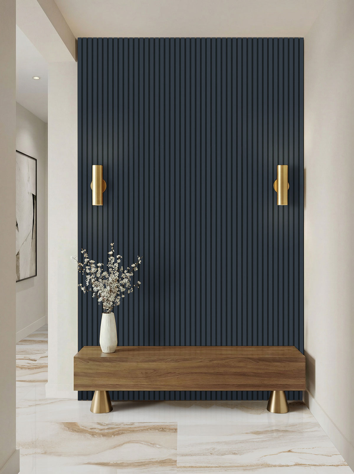 MSI Painted Slat Panels - Navy Acoustic Slat Wall Panel 9.5 in x 94.5 in