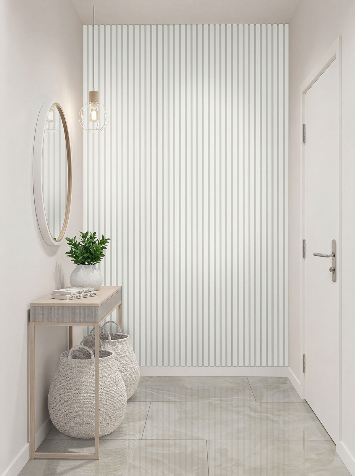 MSI Painted Slat Panels - White Acoustic Slat Wall Panel 9.5 in x 94.5 in