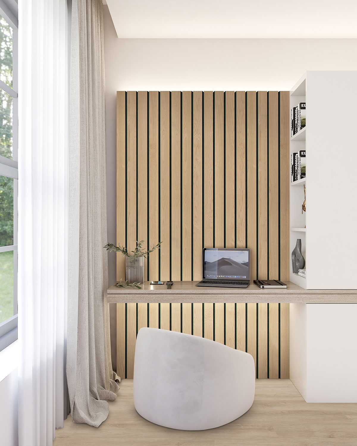 MSI Macro & Reeded Slat Panels - Natural Macro Acoustic Wood Slat Panels 10.63 in x 94.5 in