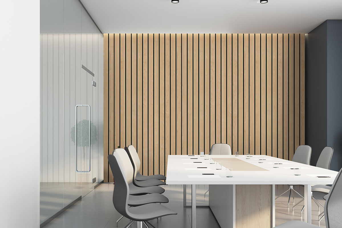 MSI Macro & Reeded Slat Panels - Natural Macro Acoustic Wood Slat Panels 10.63 in x 94.5 in