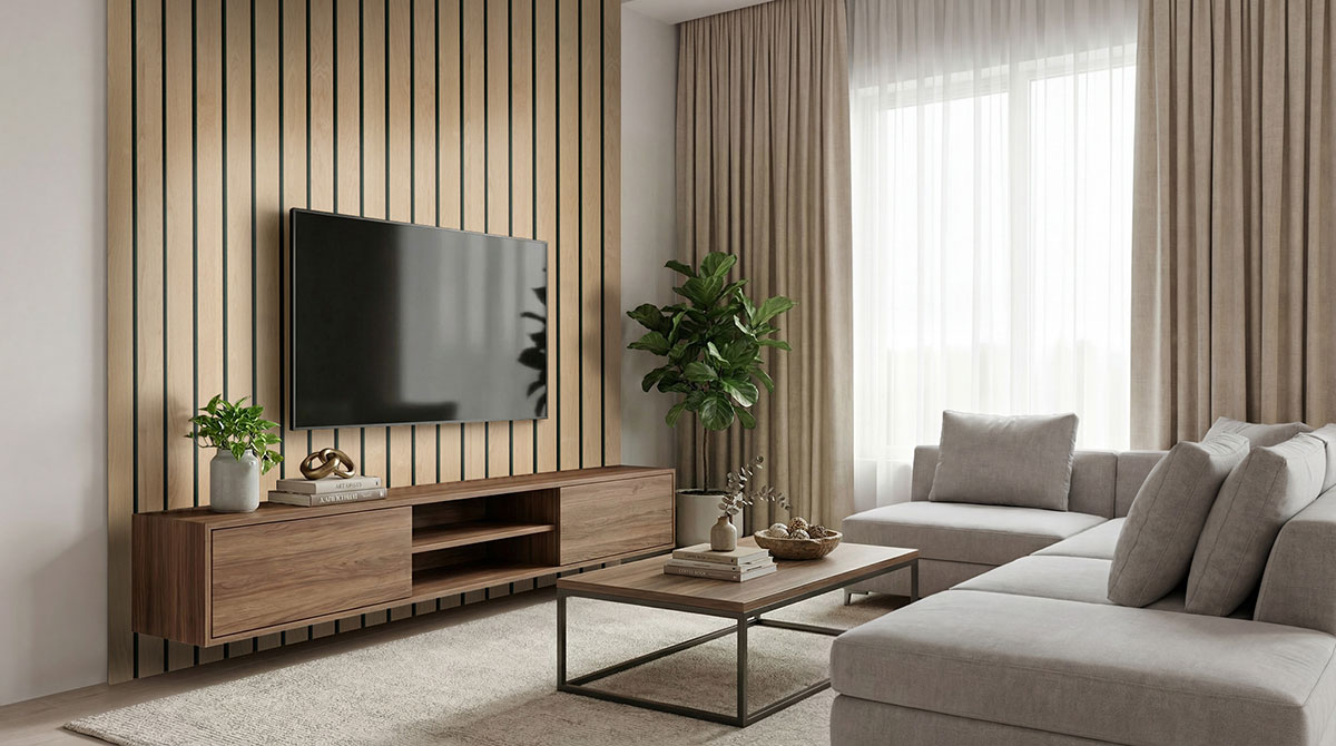 MSI Macro & Reeded Slat Panels - Natural Macro Acoustic Wood Slat Panels 10.63 in x 94.5 in