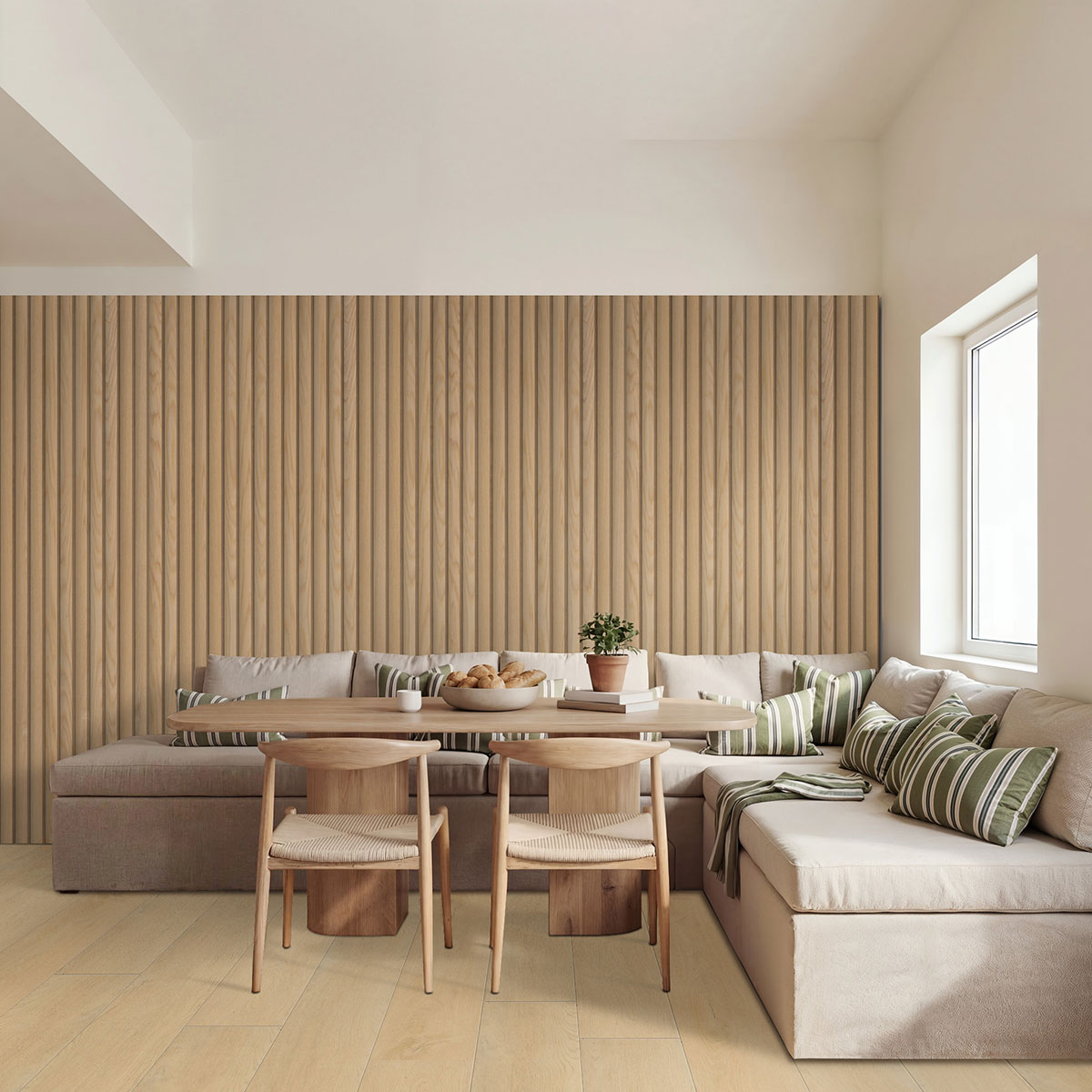 MSI Macro & Reeded Slat Panels - Natural Reeded Acoustic Wood Slat Panels 9.5 in x 94.5 in