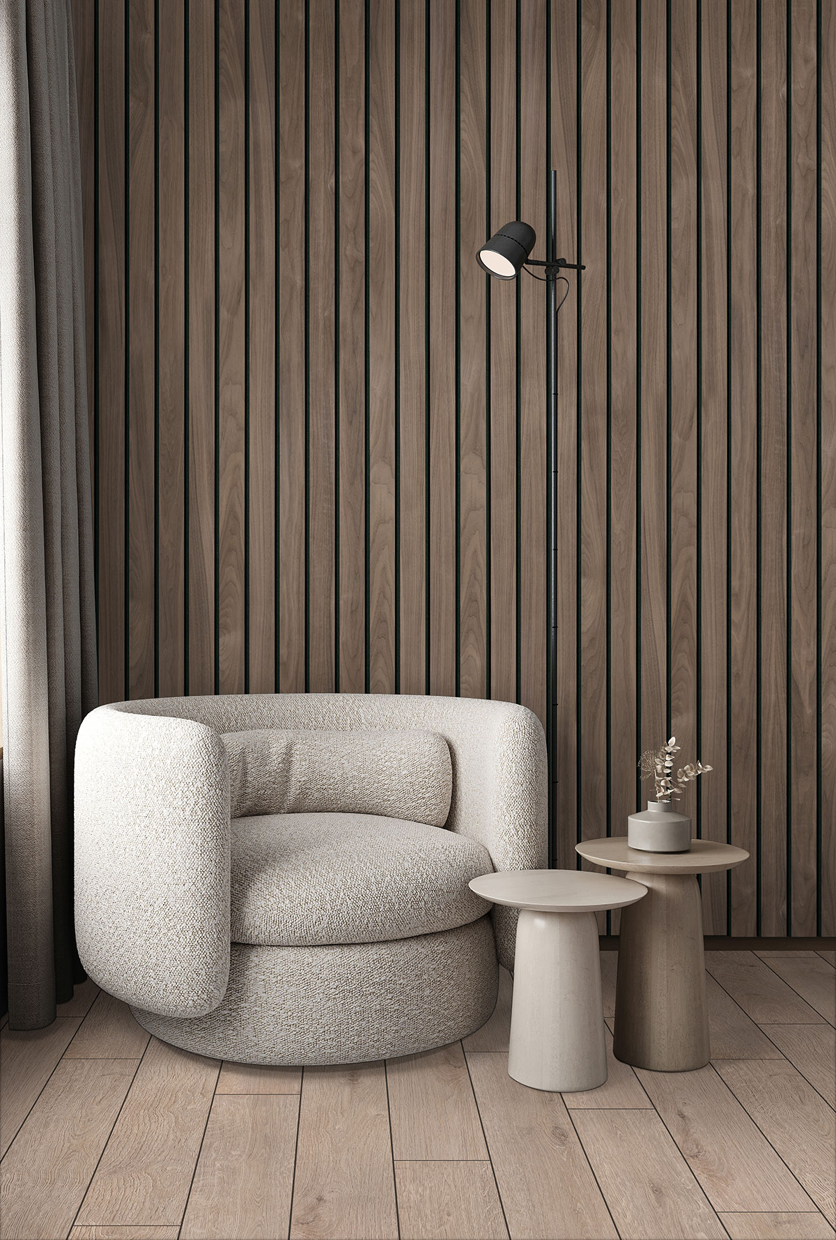 MSI Macro & Reeded Slat Panels - Tawny Macro Acoustic Wood Slat Panels 10.63 in x 94.5 in